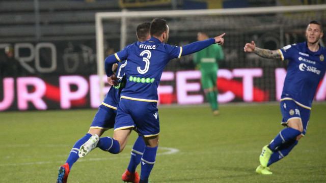SPEZIA-HELLAS VERONA 17-02-2019 ESSUTANZA DOPO IL GOL DI MATTIA ZACCAGNI . SILPRESS