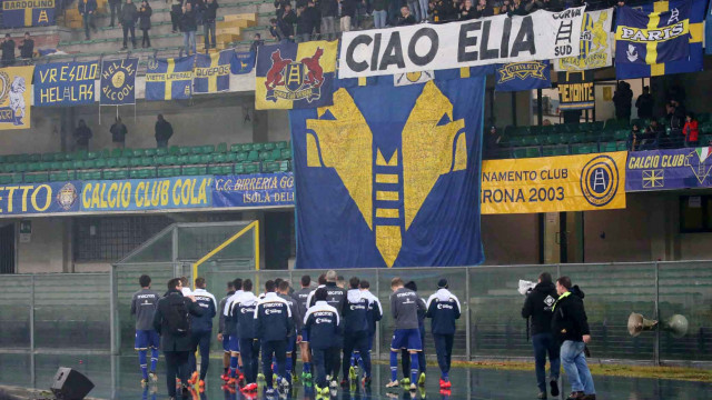 VERONA-CROTONE 10-02-2019 STRISCIONE CIAO ELIA IN CURVA DELL'HELLAS. SILPRESS