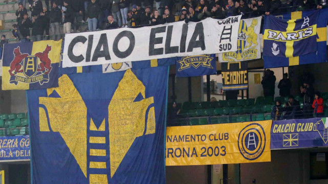 VERONA-CROTONE 10-02-2019 STRISCIONE CIAO ELIA IN CURVA DELL'HELLAS. SILPRESS