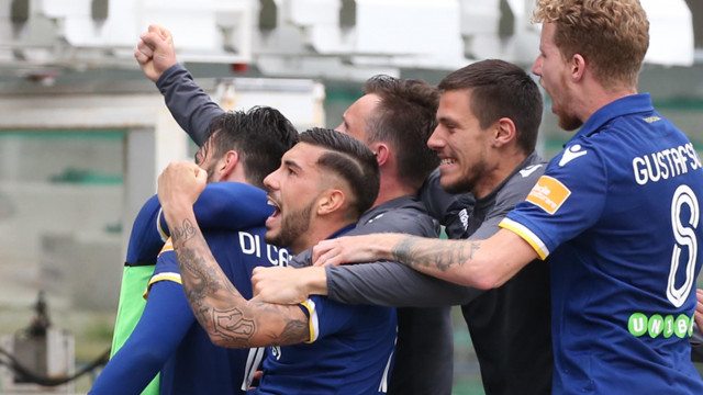 HELLAS VERONA-FOGGIA 11-05-2019. ESULTANZA DI SAMUEL DI CARMINE CON I COMPAGNI. SILPRESS