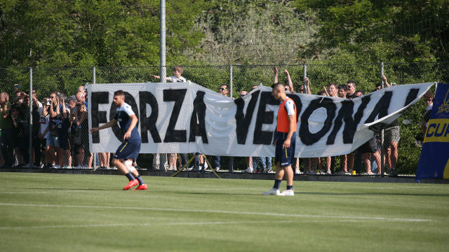 HELLAS VERONA 01-06-2019 TIFOSI CON LO STRISCIONE FORZA VERONA. SILPRESS