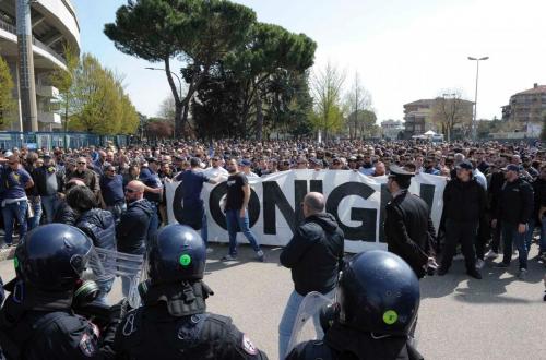 VERONA 08-04-2018 CONTESTAZIONE TIFOSI DEL VERONA. SILPRESS/ALBERTO MARIANI
