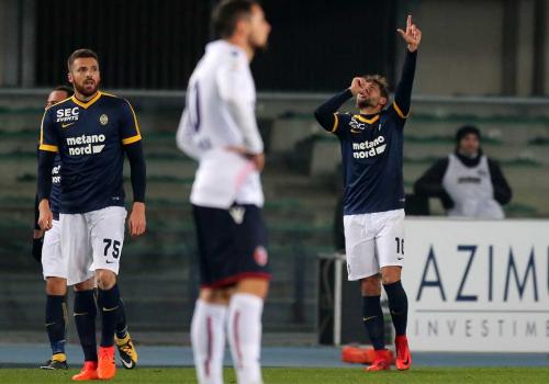 HELLAS  VERONA  /  BOLOGNA  20 -11- 2017 CAMPIONATO SERIE A TIM 2017 -18 SILVER PRESS  PH ALBERTO MARIANI . NELLA FOTO - ALESSIO CERCI ESULTANZA GOAL 1-0
