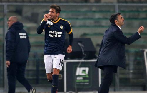 HELLAS  VERONA  /  BOLOGNA  20 -11- 2017 CAMPIONATO SERIE A TIM 2017 -18 SILVER PRESS  PH ALBERTO MARIANI . NELLA FOTO - ALESSIO CERCI ESULTANZA GOAL 1-0
