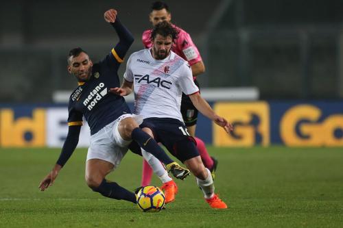 HELLAS  VERONA  /  BOLOGNA  20 -11- 2017 CAMPIONATO SERIE A TIM 2017 -18 SILVER PRESS  PH ALBERTO MARIANI . NELLA FOTO - FARES MOHAMED FARES- ANDREA POLI