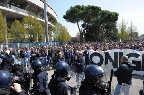 VERONA 08-04-2018 CONTESTAZIONE TIFOSI DEL VERONA. SILPRESS/ALBERTO MARIANI