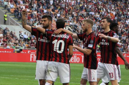 Milano  05-05 -2018- - Milan - Hellas Verona Campionato Serie A Tim  2017-2018 ph Alberto Mariani , Silpress nella foto - esultanza goal -2- 0. Patrick cutrone