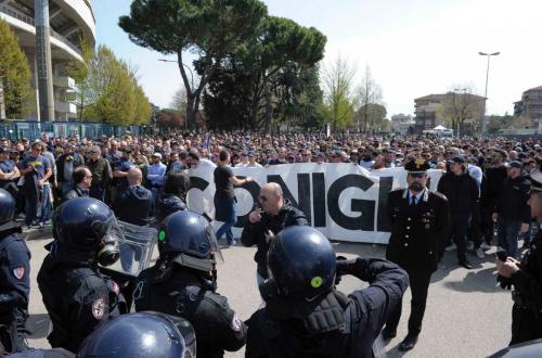 VERONA 08-04-2018 CONTESTAZIONE TIFOSI DEL VERONA. SILPRESS/ALBERTO MARIANI