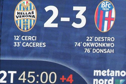 HELLAS  VERONA  /  BOLOGNA  20 -11- 2017 CAMPIONATO SERIE A TIM 2017 -18 SILVER PRESS  PH ALBERTO MARIANI . NELLA FOTO - RISULTATO FINALE