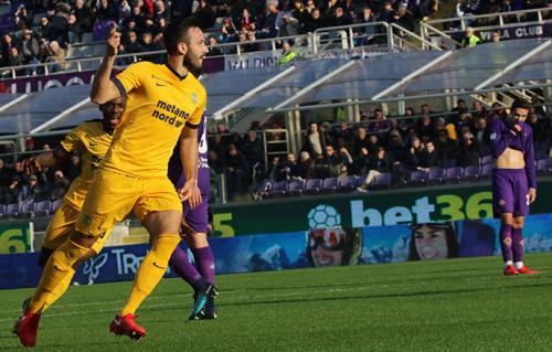 FIORENTINA-VERONA 28-01-18.  ESULTANZA DI JAGOS VUKOVIC .SILPRESS