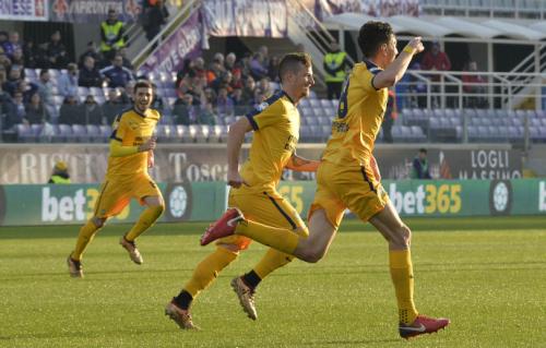 FIORENTINA-VERONA 28-01-18.  ESULTANZA DI ALEX FERRARI E COMPAGNI .SILPRESS