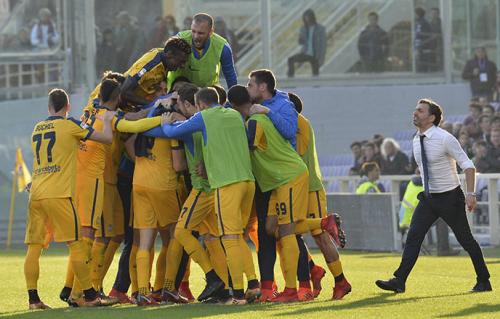 FIORENTINA-VERONA 28-01-18.  ESULTANZA DI ALEX FERRARI E COMPAGNI .SILPRESS