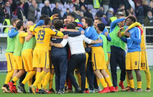 FIORENTINA-VERONA 28-01-18.  ESULTANZA DI ALEX FERRARI E COMPAGNI .SILPRESS